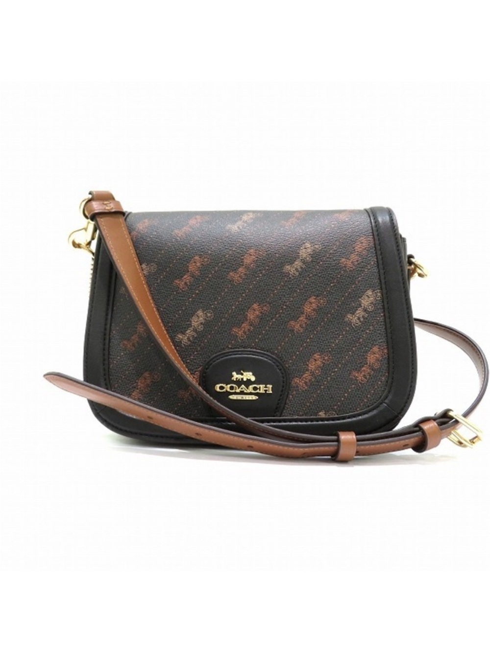 Coach C4059 Vintage Saddle Bag With Horse And Carriage Dot Print